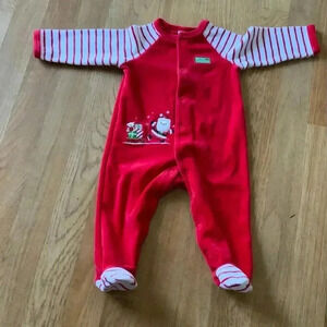 Little Me “my first christmas” red Santa baby sleeper, size 9 months